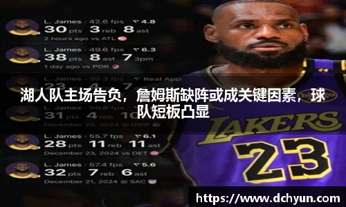 湖人队主场告负，詹姆斯缺阵或成关键因素，球队短板凸显